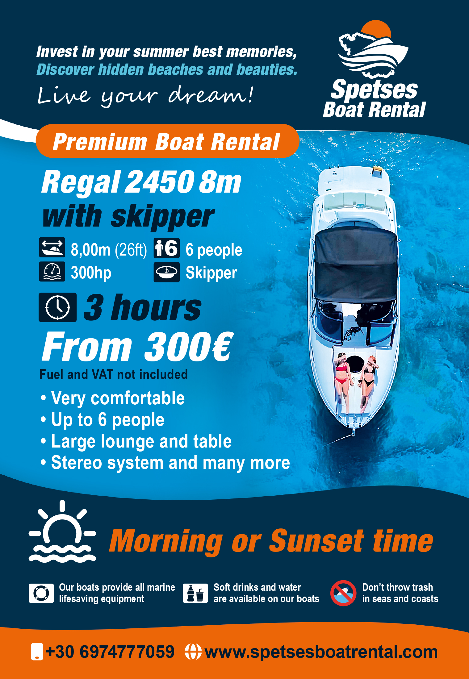 Premium Rental — Regal 2450 with Skipper